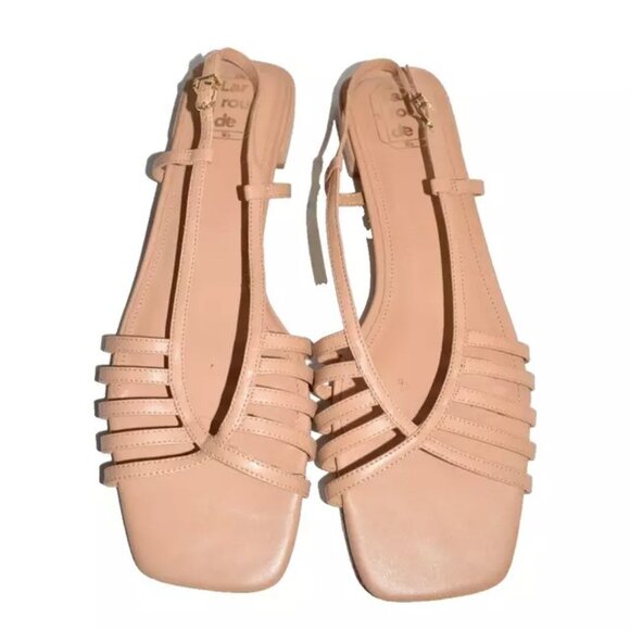 $330 LARROUDE MARIA LEANDRA FLAT SANDAL CAGE LEATHER TAN 11 (DB36) - Picture 3 of 7